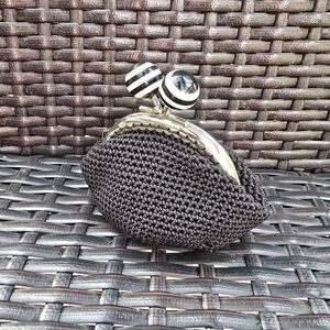 NEW Handcrafted Crochet KissClasp Black Coin Purse